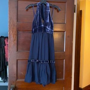 Chiffon & Velvet Halter Dress